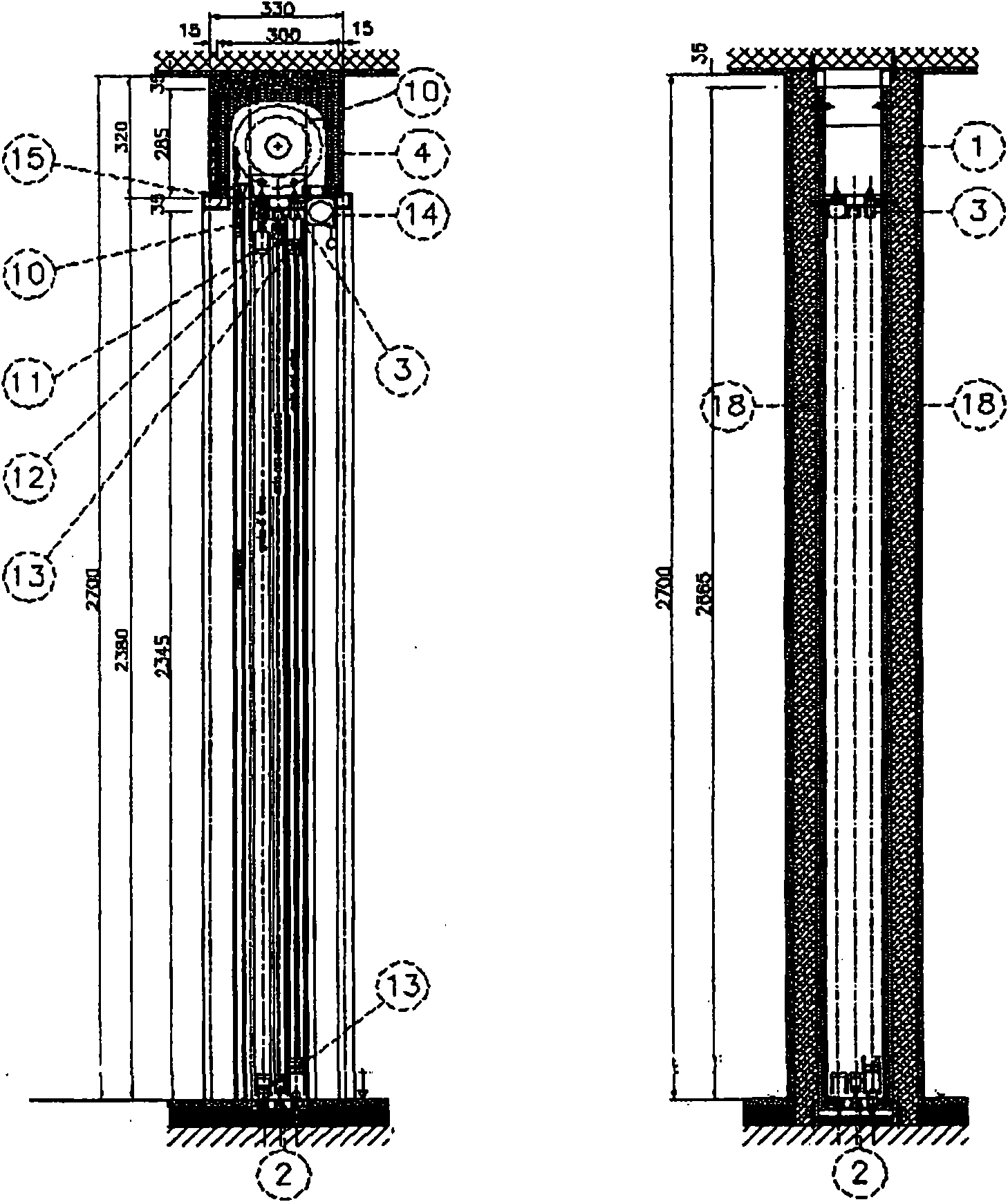 Housing integrated in a wall for receiving sliding doors or windows