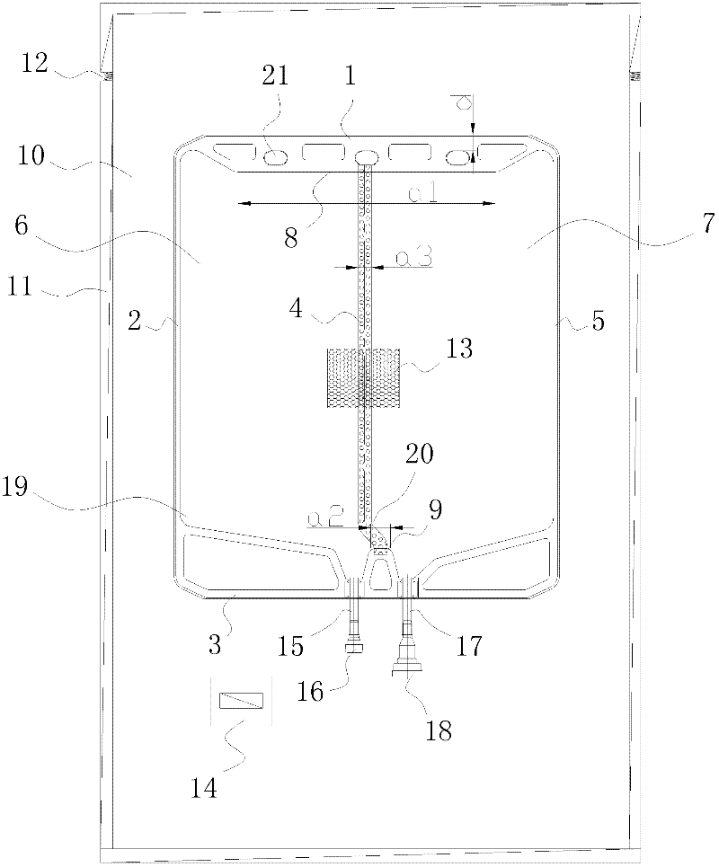 Double-cavity bag for containing medicine liquid