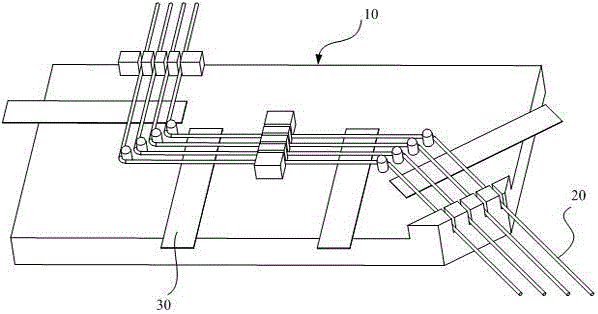 Conductive core wire harness moulding tool and moulding method