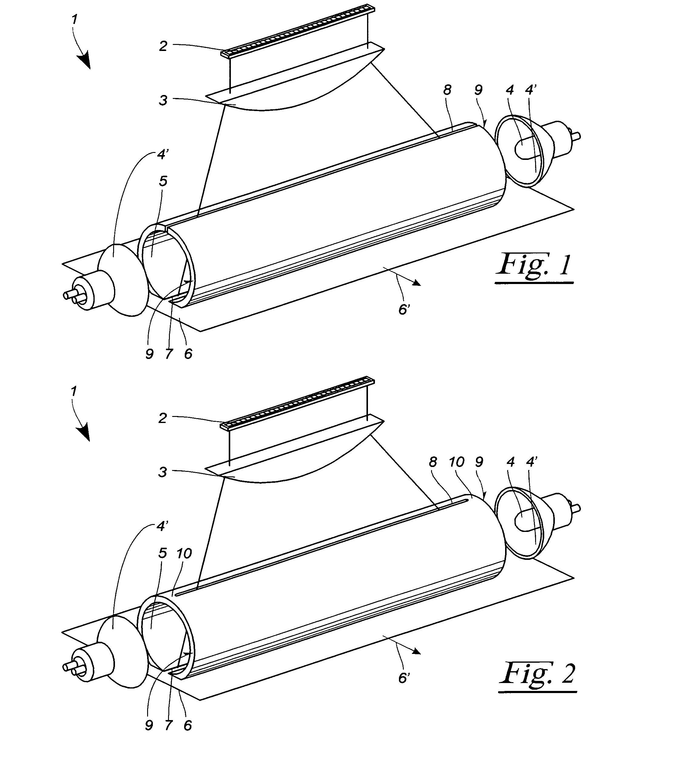 Apparatus for linear illumination of a moving product web