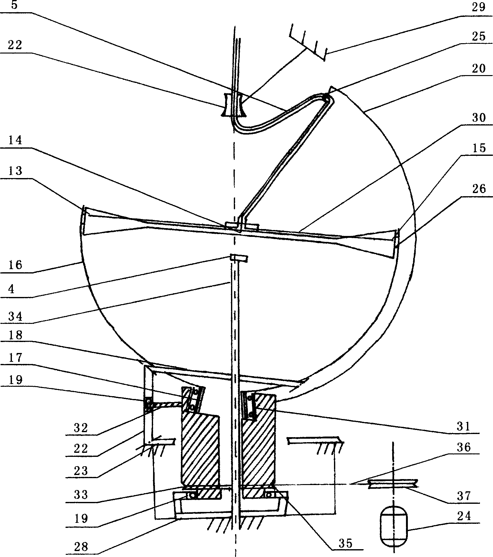 A multidirectional centrifuge type arrangement for continuous separating blood components and method