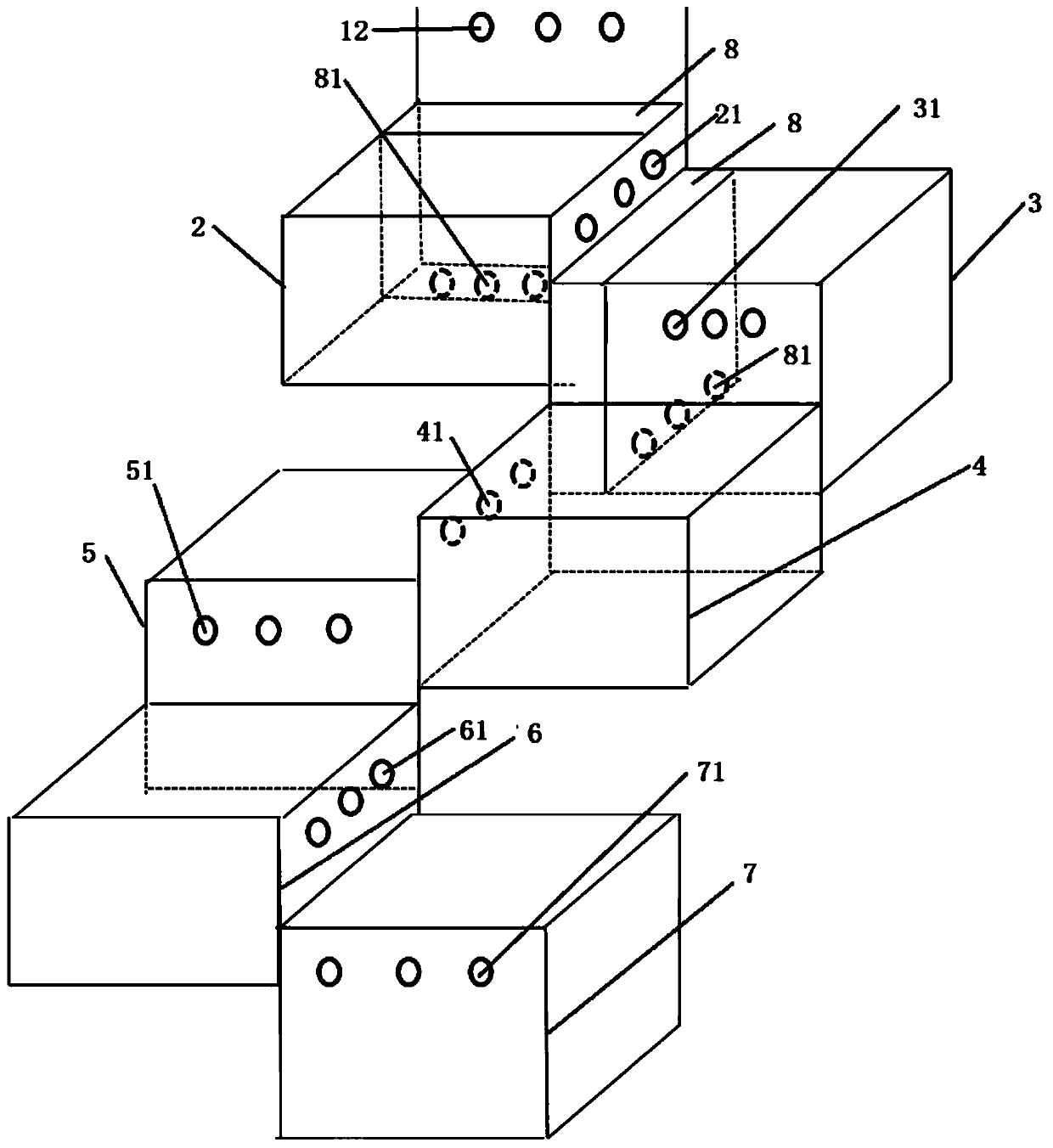 Tower-type ecological purification integrated device for small-town domestic sewage