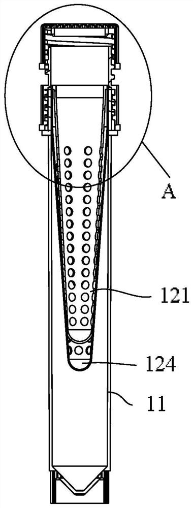 Sampling containing assembly, sampling pipetting head and sampling filtering device