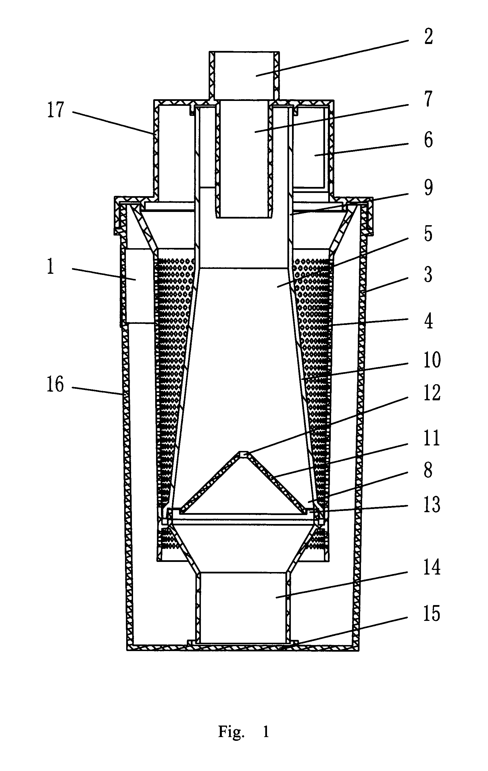 Pervasive dedusting device for a vacuum cleaner