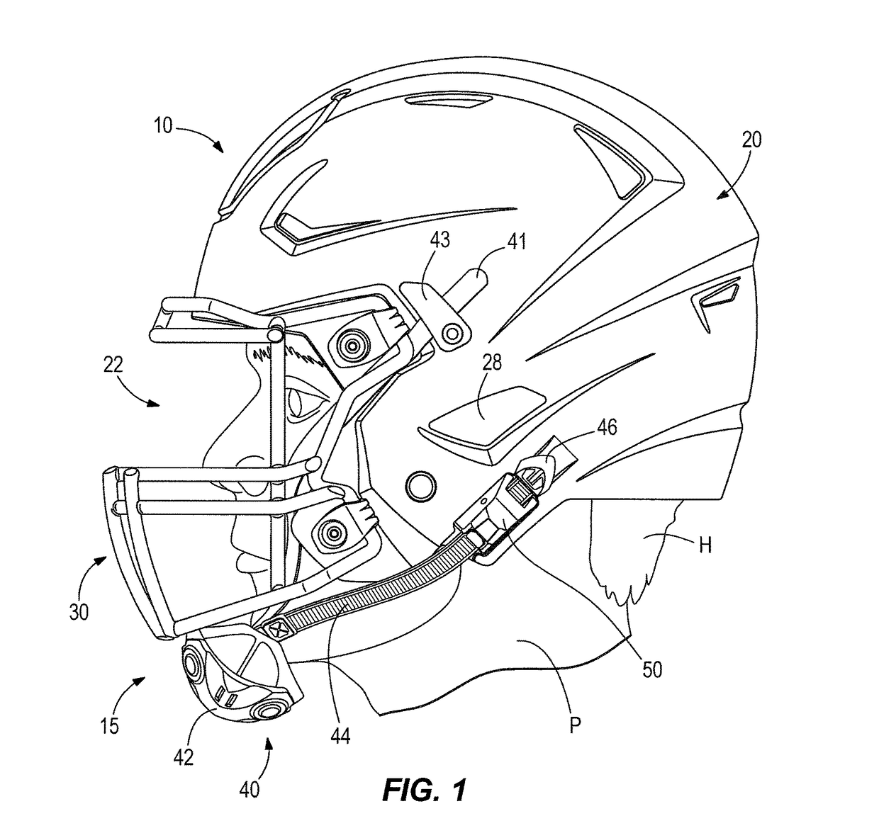 Sports helmet with adjustable chin strap system