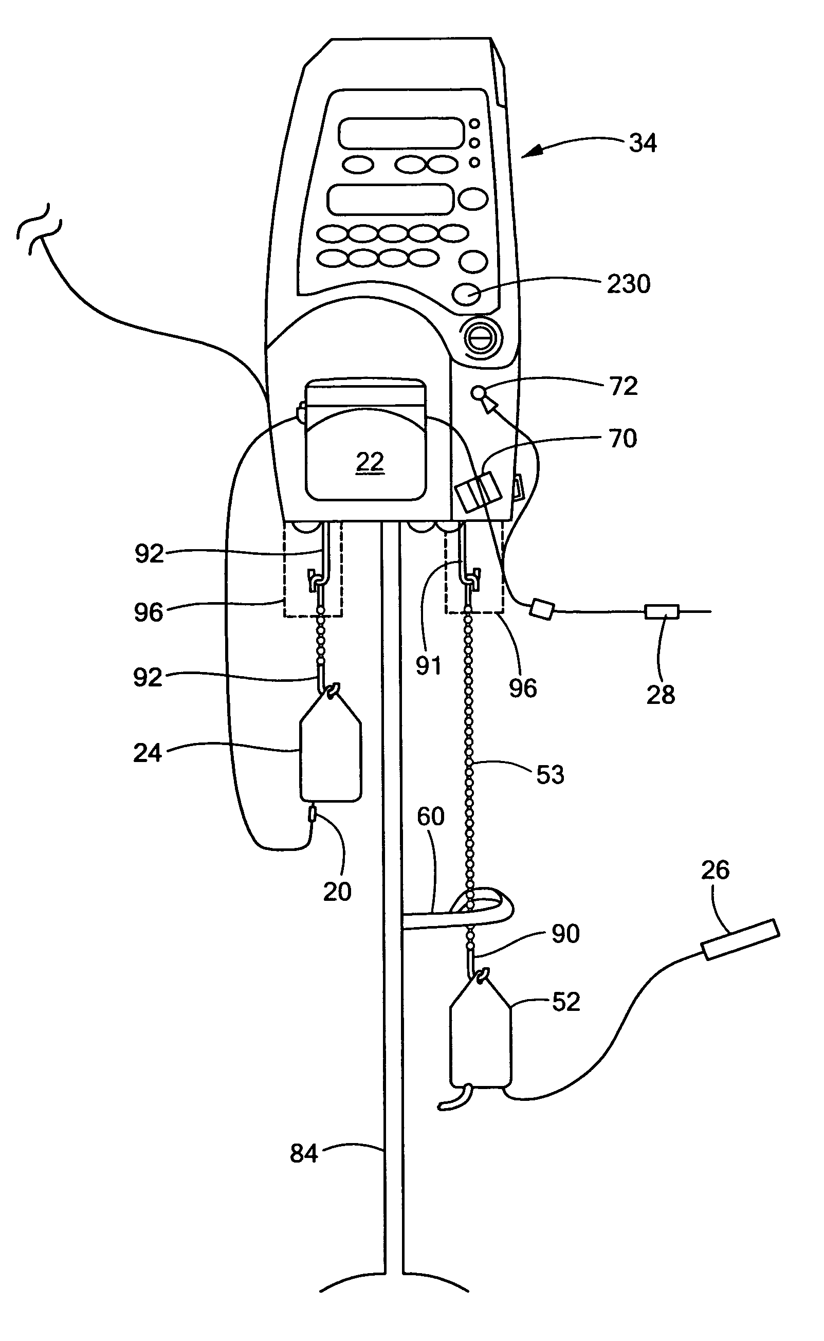 Patient hydration system with taper down feature