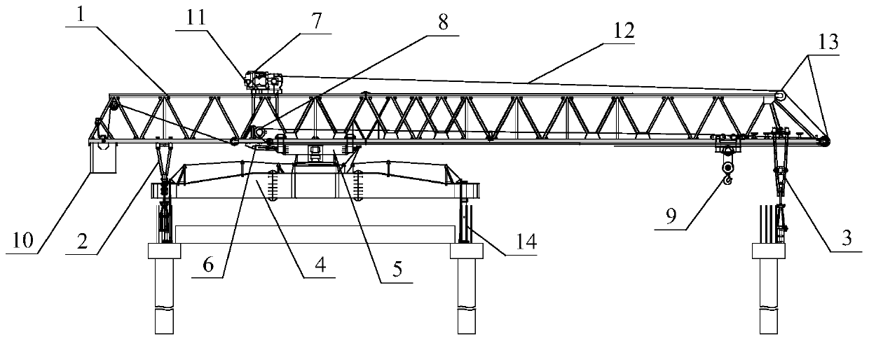 Omnidirectional beam-erecting device standing at top of pillar of house and having automatic travelling function