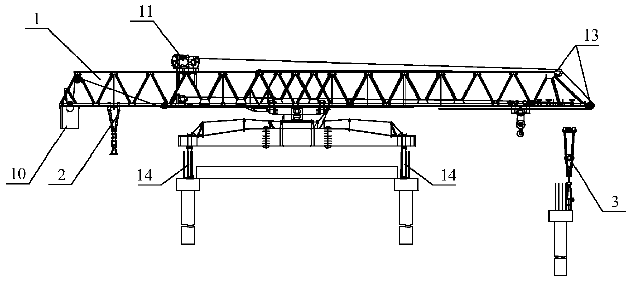 Omnidirectional beam-erecting device standing at top of pillar of house and having automatic travelling function