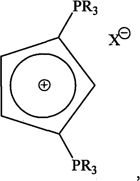 Phosphonium salt compound containing precursor of biphosphorus ylide cyclopentadienyl cyclocarbene as well as preparation method and application thereof