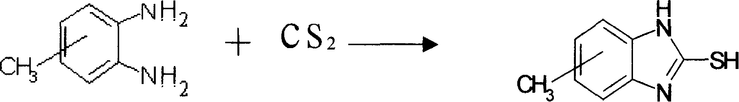 Process for synthesizing methyl mercapto benizmidazole by using TDI byproducts