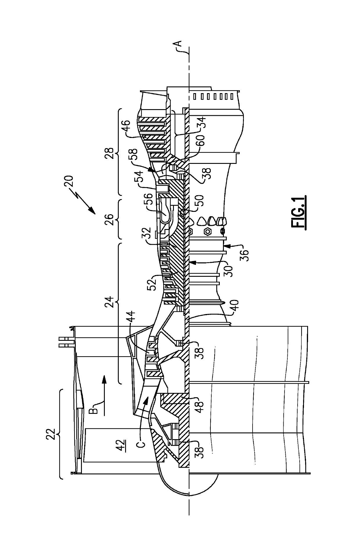 Shielded pass through passage in a gas turbine engine structure