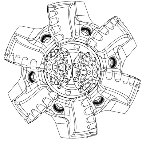 Composite bit with rotary cut rock-breaking function