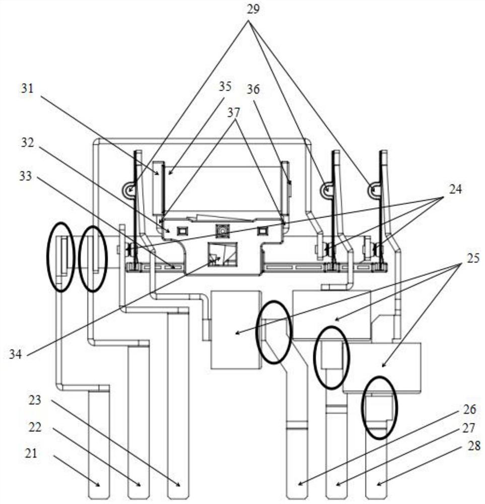 Three-phase magnetic latching relay with symmetrically distributed input and output