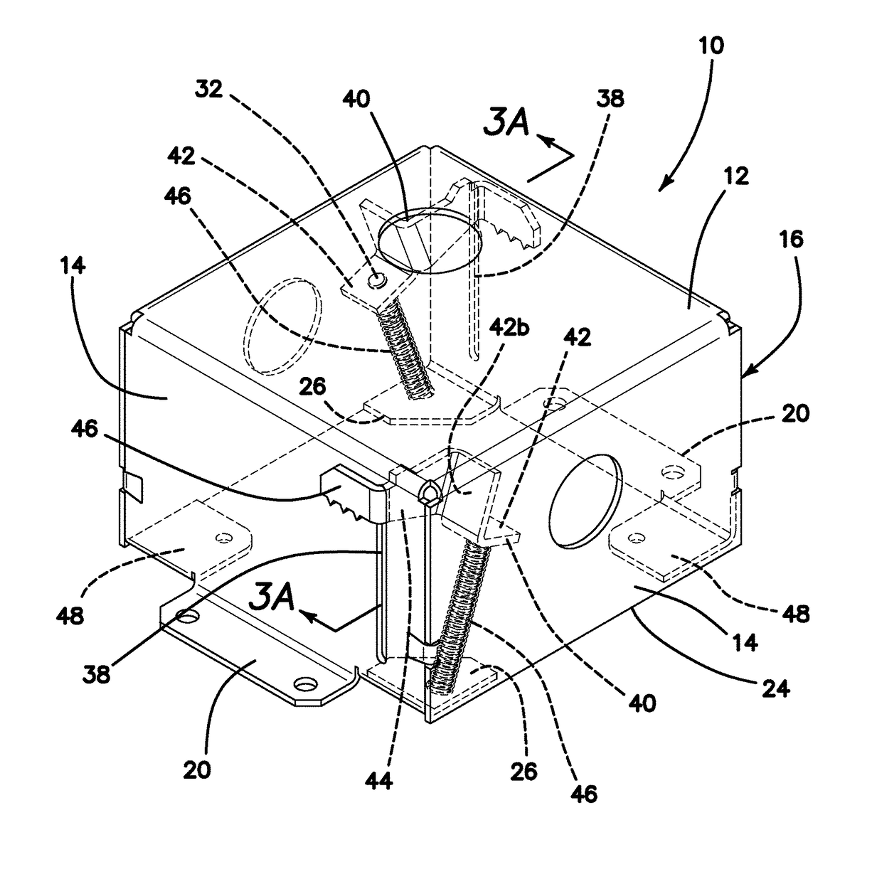 Wall clamping junction box