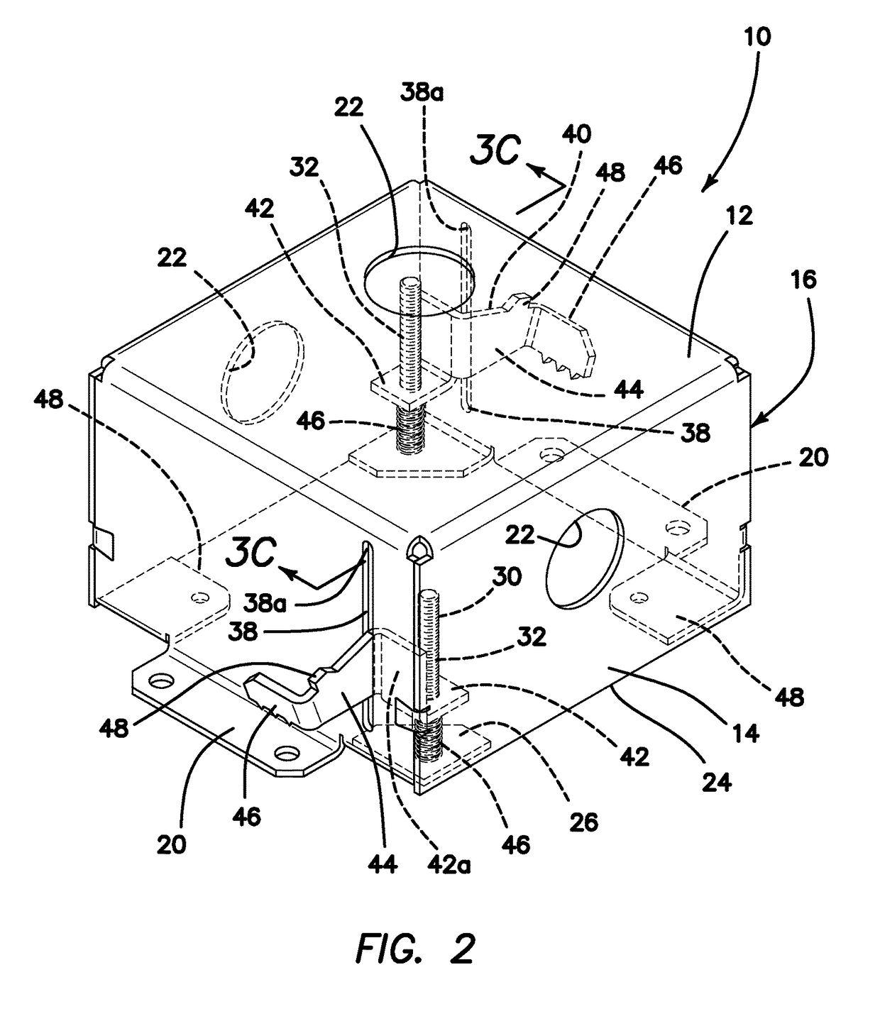 Wall clamping junction box