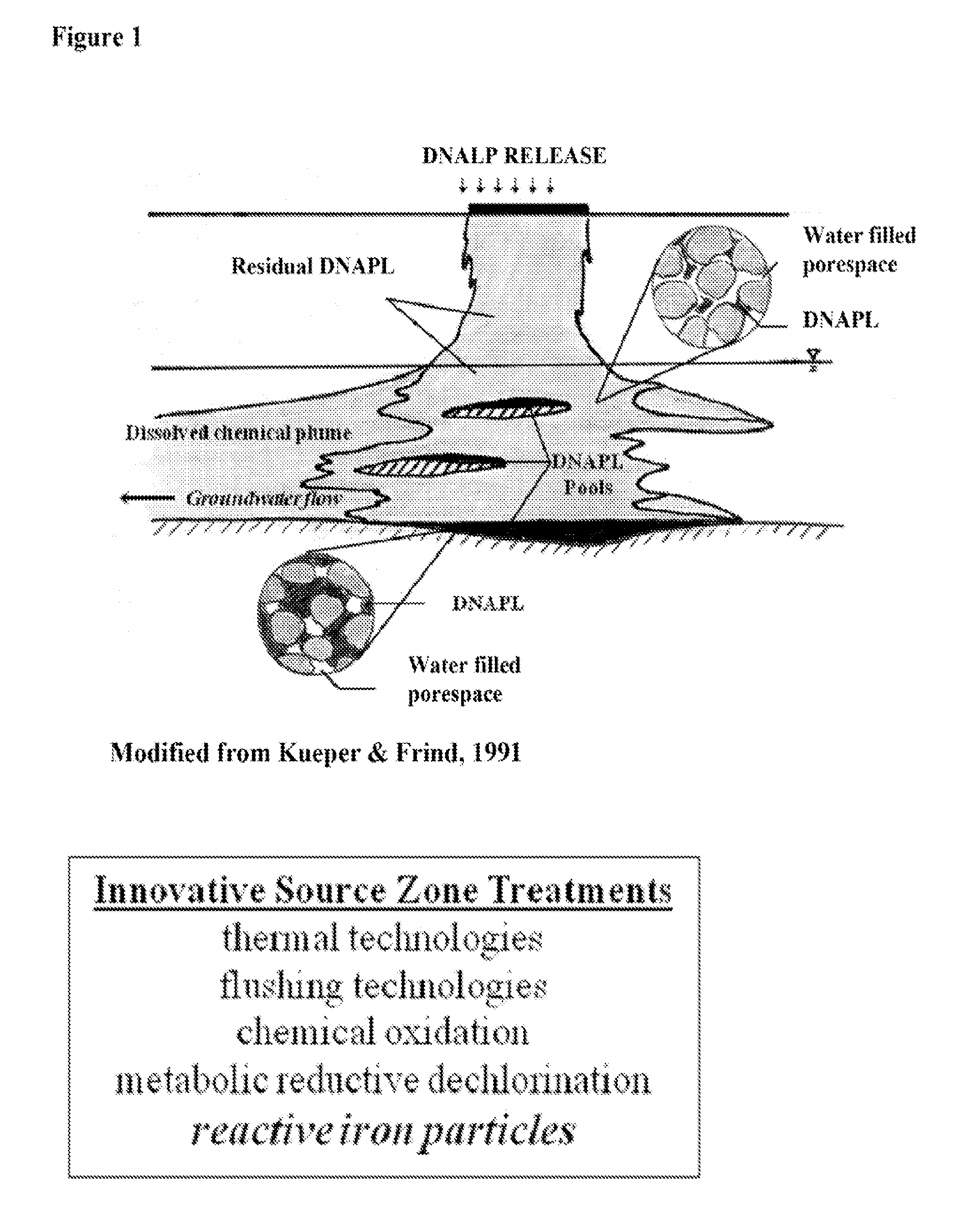 Iron-mediated remediation within nonaquous phase liquid