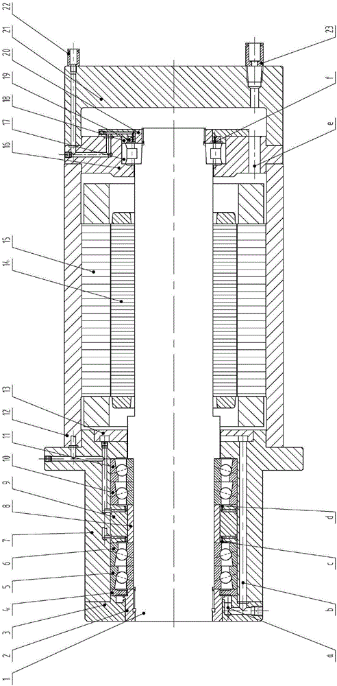 Oil-gas lubrication structure of high-speed electric main shaft