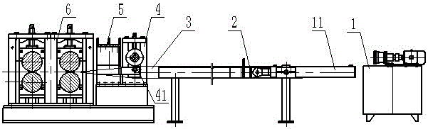 Steel tube cutting seam expanding and flattening integrated machine