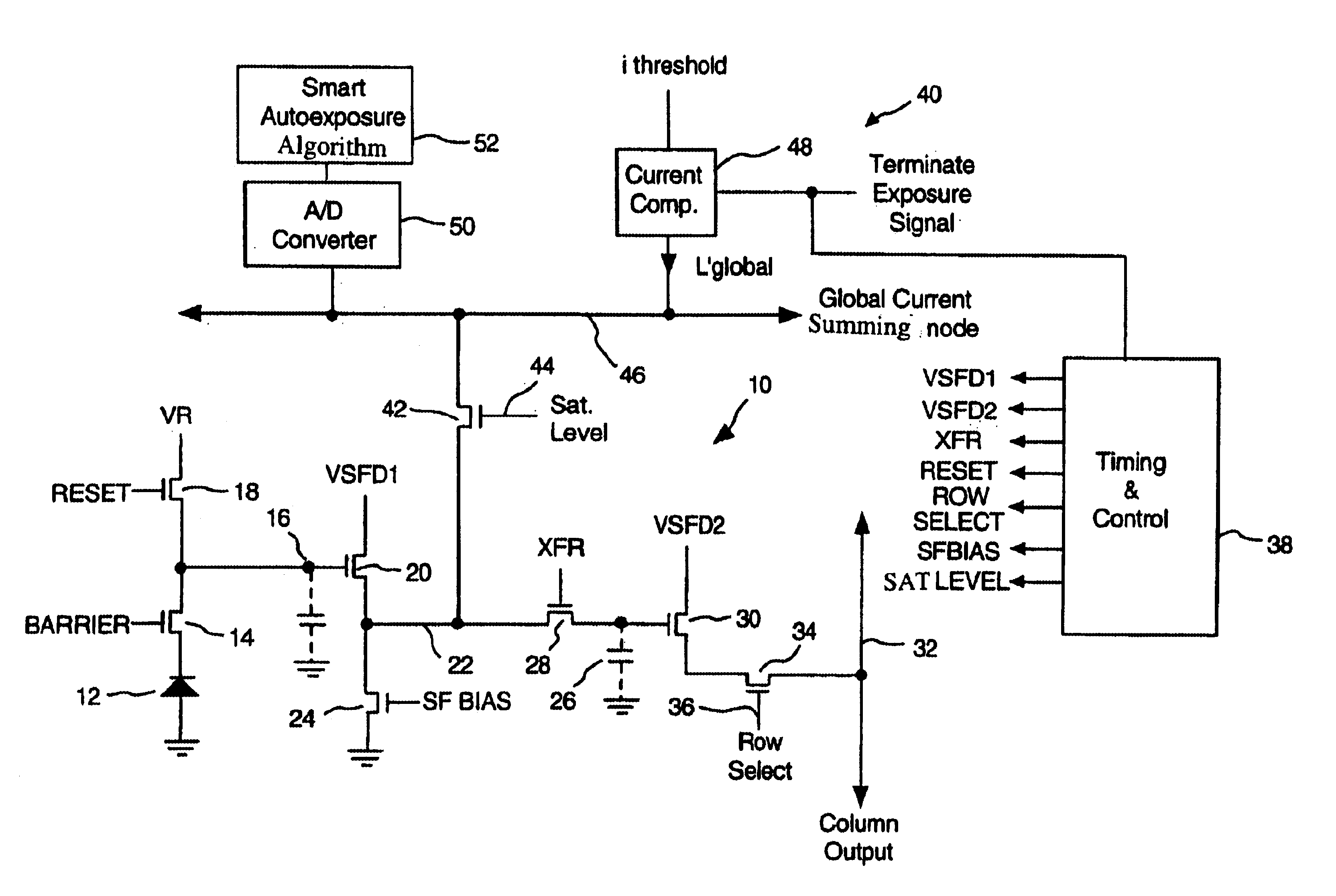 High-sensitivity storage pixel sensor having auto-exposure detection