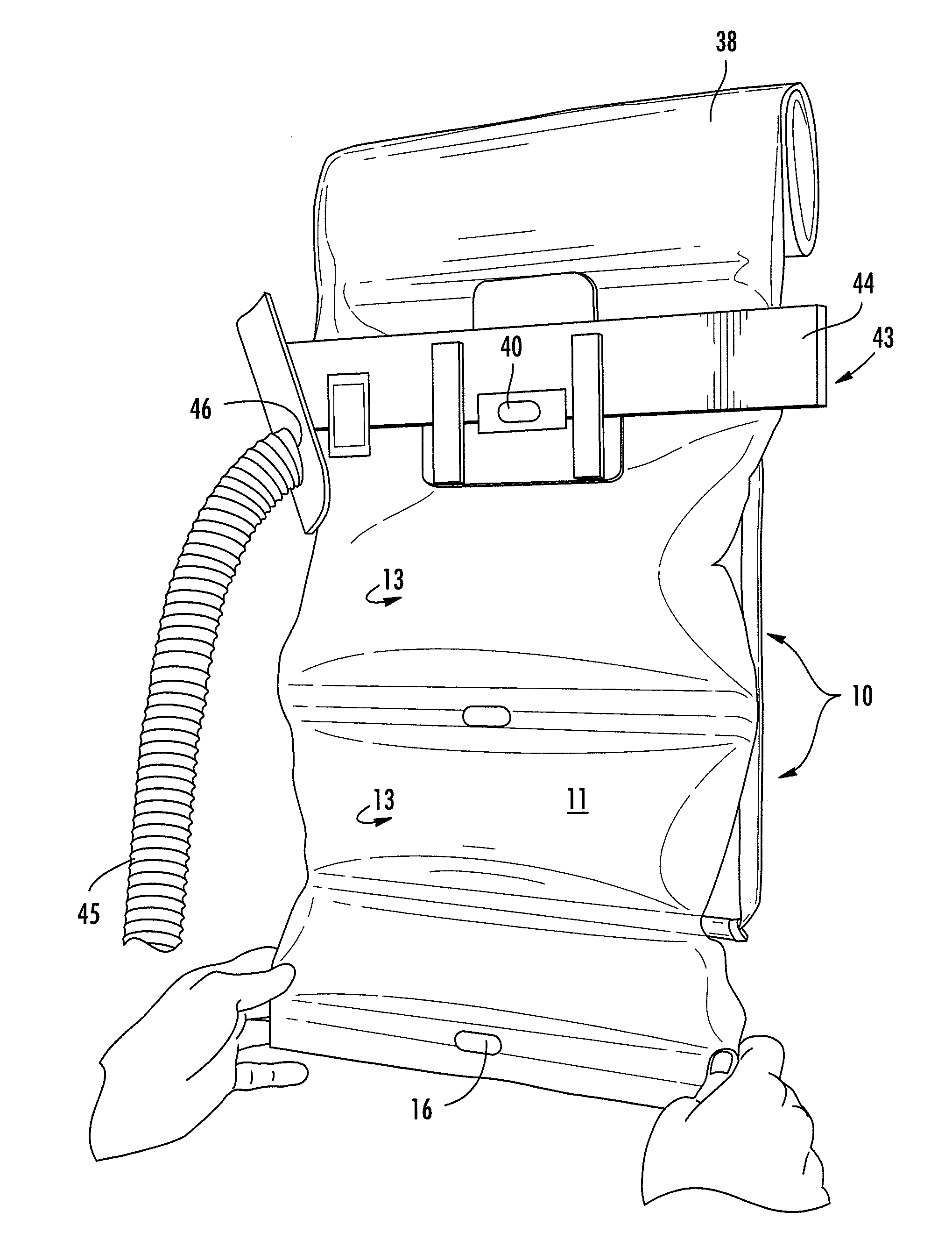 Inflatable structure for packaging and associated apparatus and methods