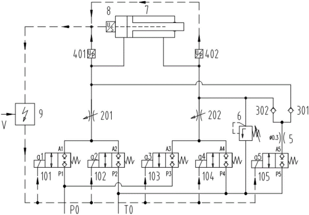 Logic oil duct control system with electromagnetic switch valves and failure autodiagnosis method