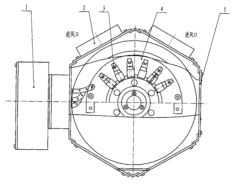 Radiating and anti-carbon powder device of collector ring component of wound rotor motor