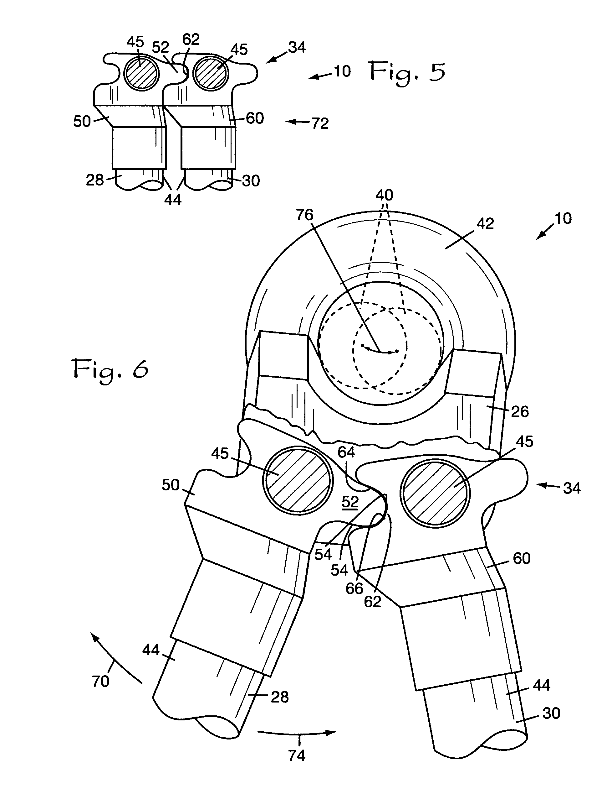 Tow bar having lunette ring head and fishtail-reducing cammed equiangularly-oriented tow bar legs