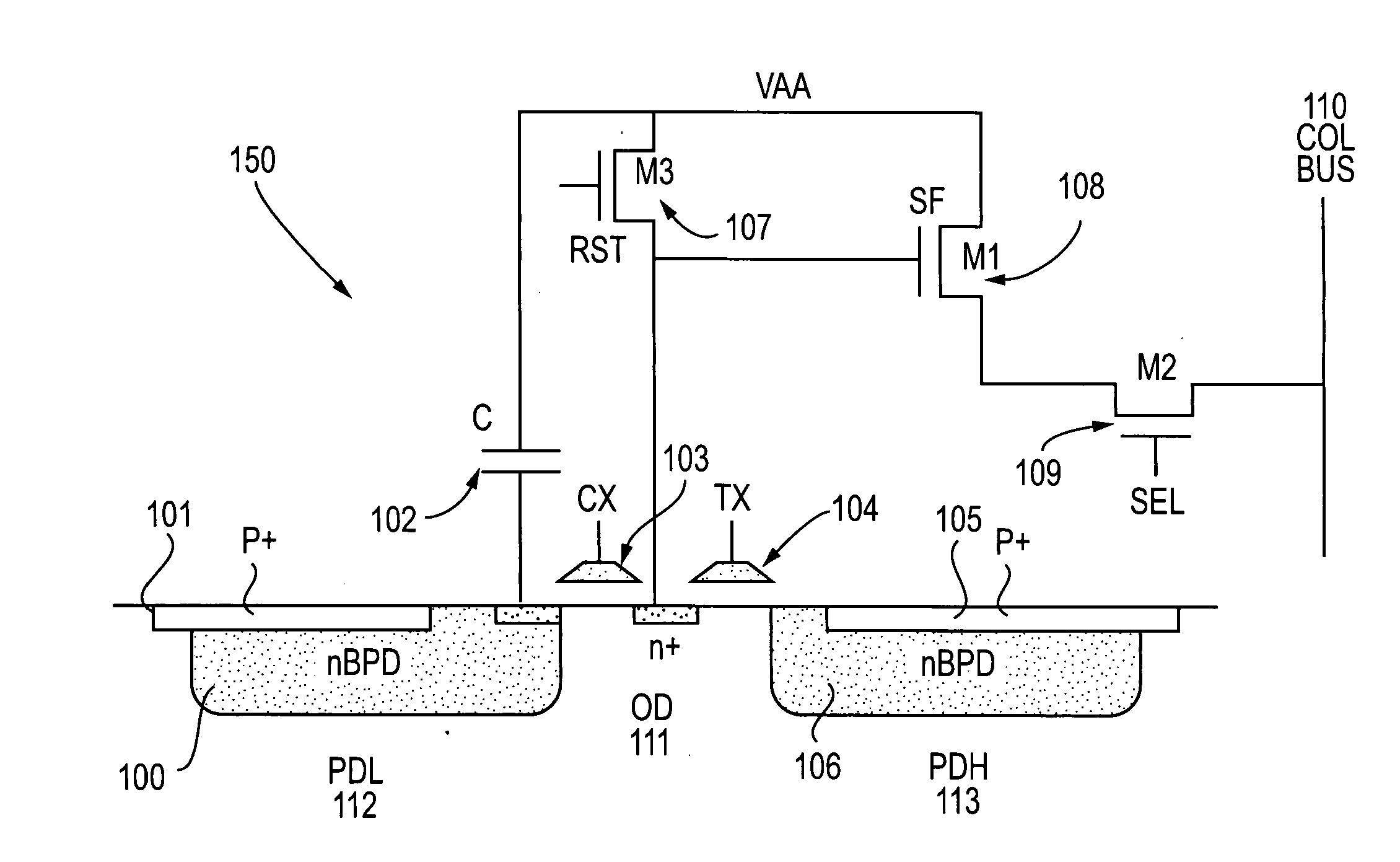 High-low sensitivity pixel