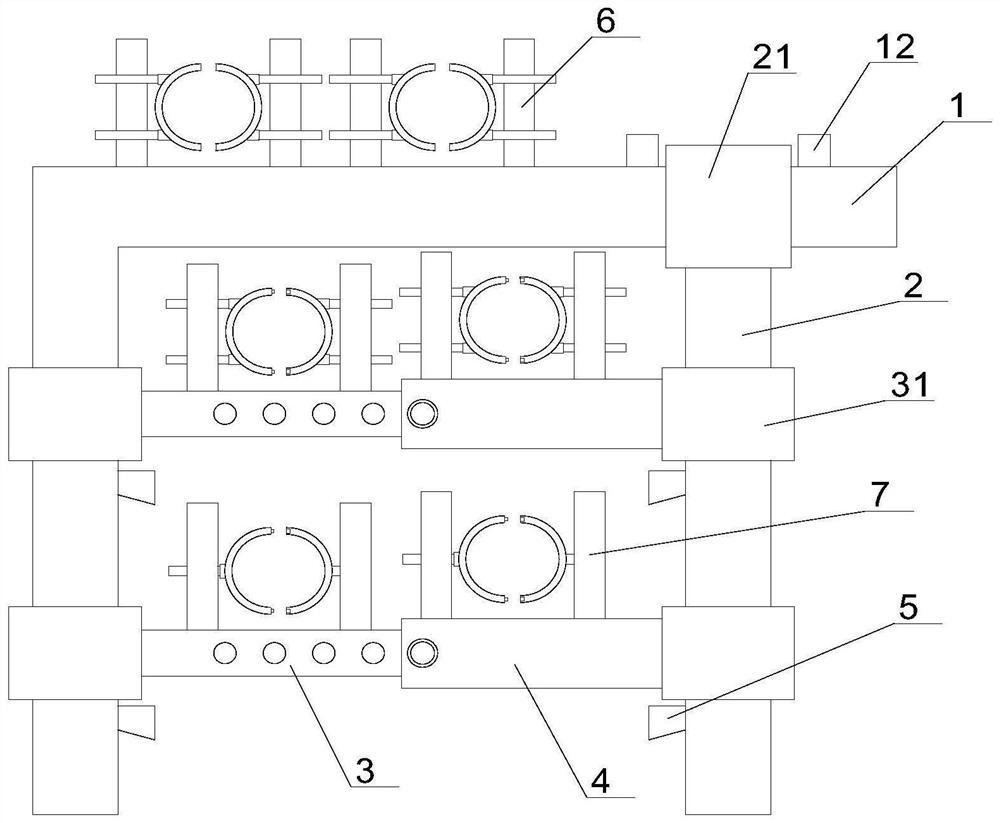 Temporary facility pipeline multi-layer adjustable support