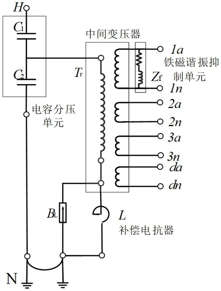 CVT power frequency simulation model and simulation method for intermediate transformer under overexcitation working condition