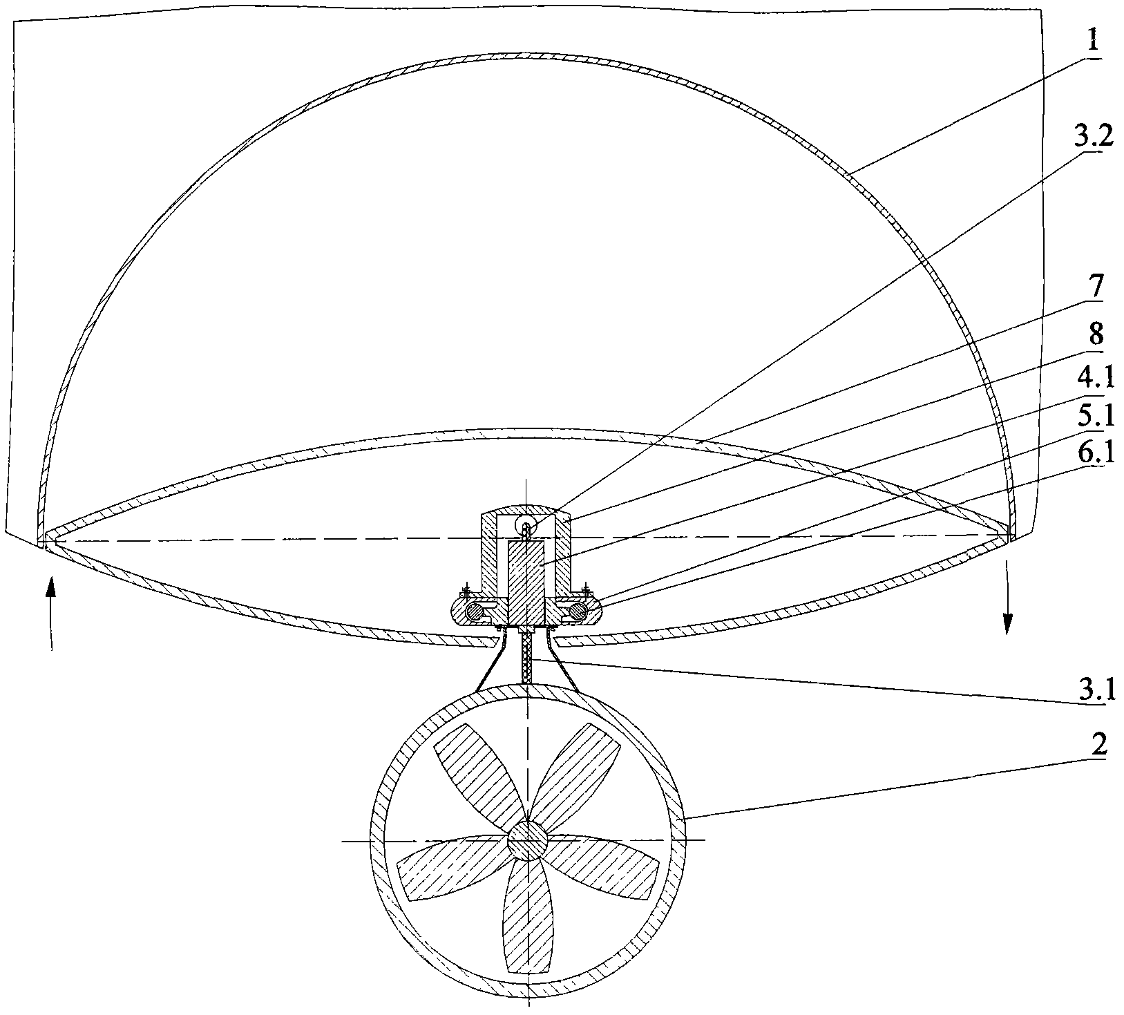 Auxiliary propulsion system of underwater vehicle