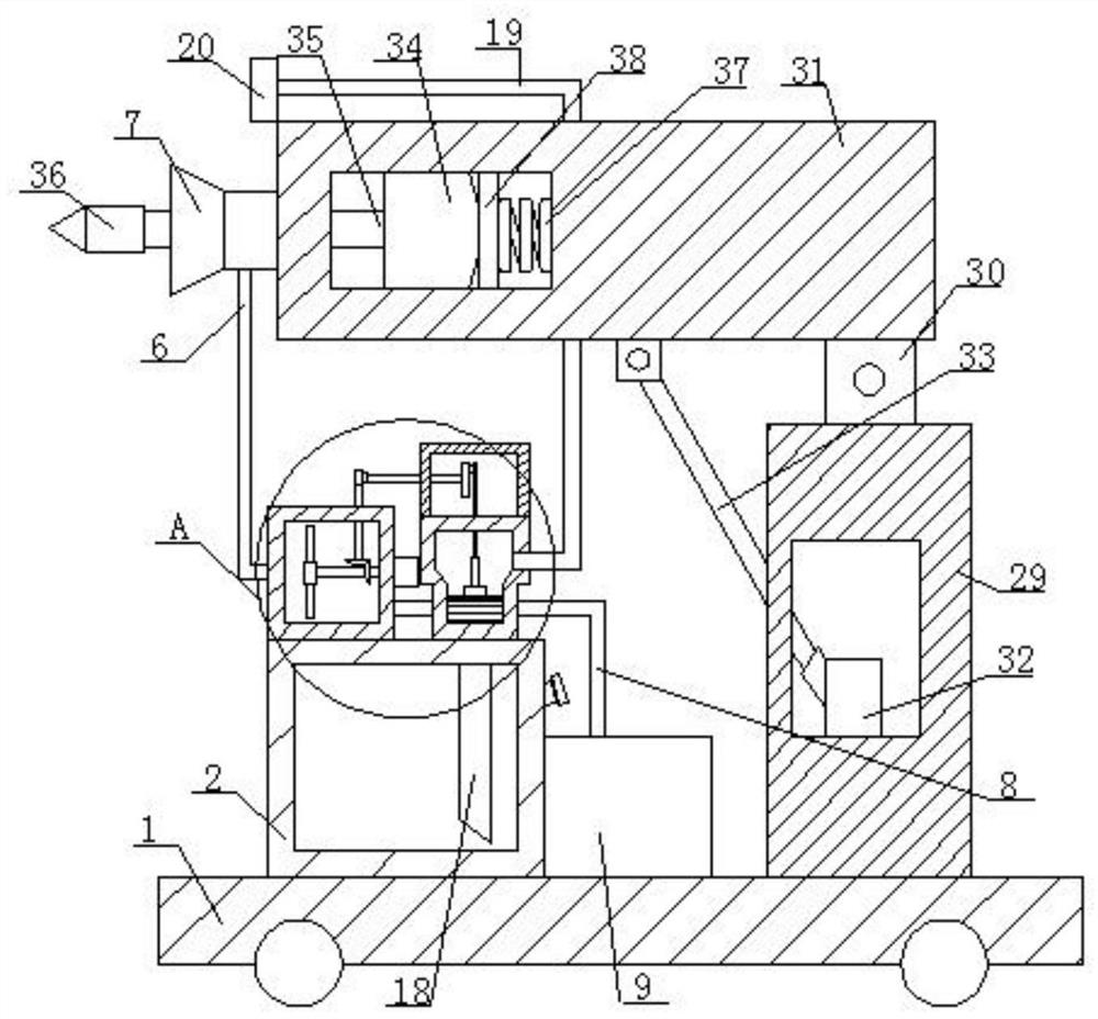 Drilling device for treatment of fire area and subsidence area of steeply inclined coal seam