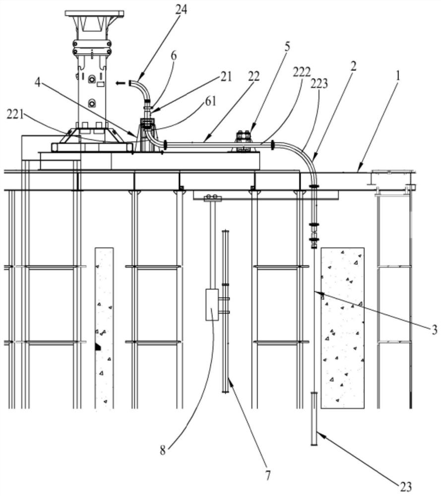 Material distribution ejecting device, pumping equipment and concrete pipe assembling method of pumping equipment