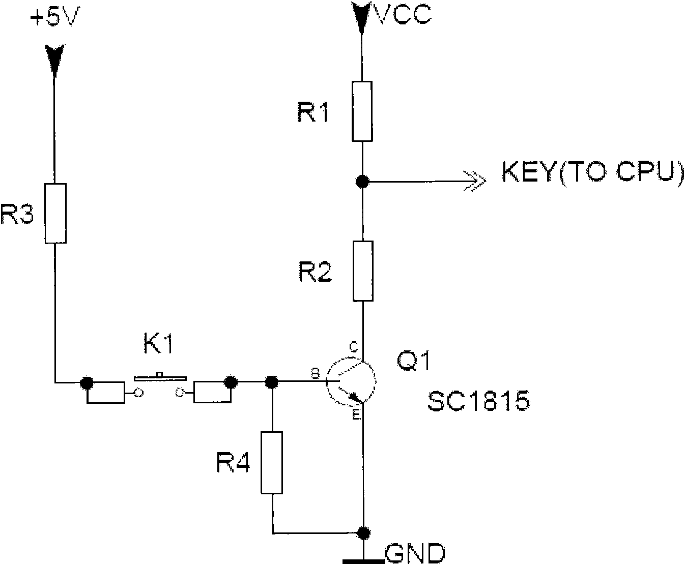 Light touch switch type key circuit