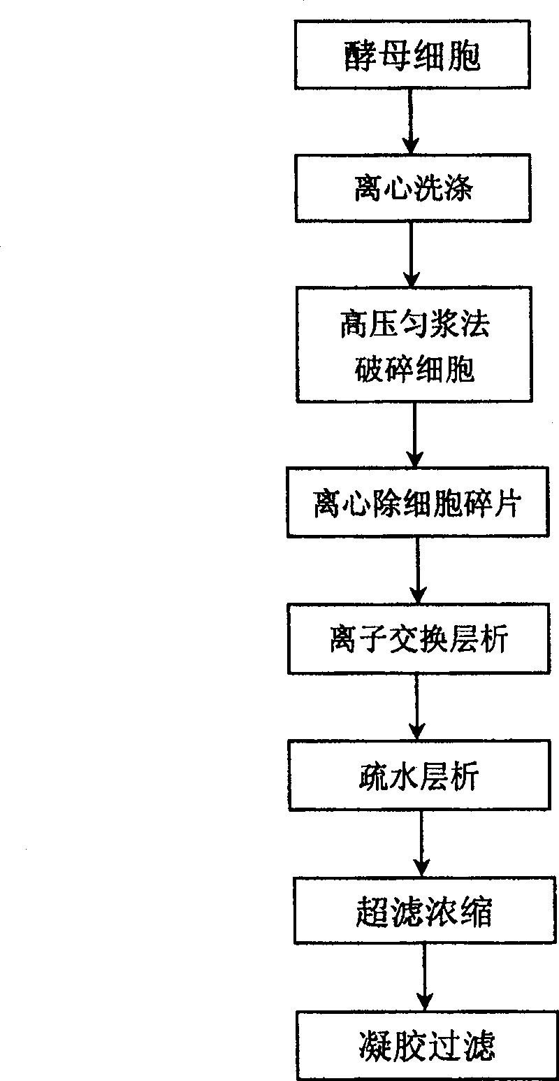 Method for separating and purifying recombined hepatitis b surface antigen expressed by Hansenula yeast