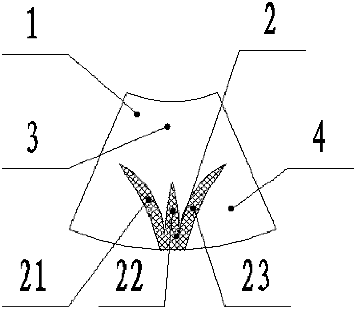 Mechanical sealing structure with flower and plant simulating fluid type groove end surfaces