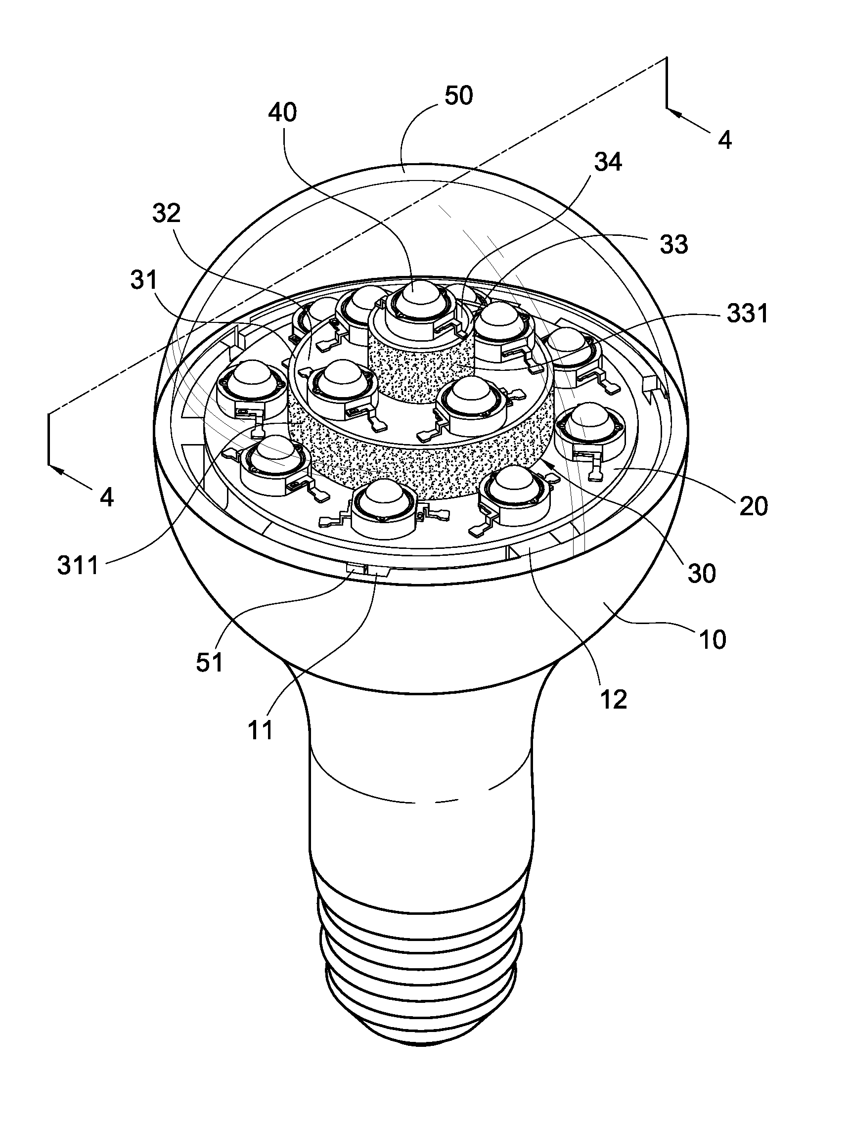 LED lamp with 360-degree illumination