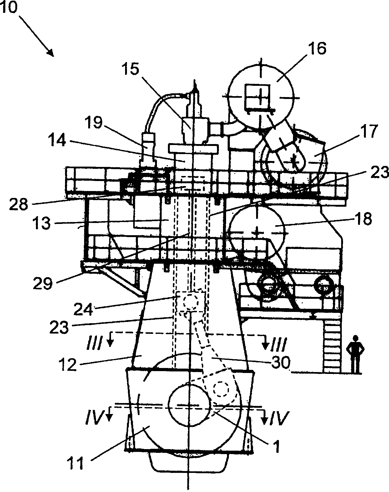 Large scale multi-cylinder two-stroke diesel engine