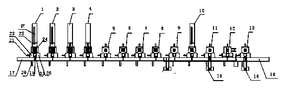 Automatic assembly production method and assembly production line of combination fireworks