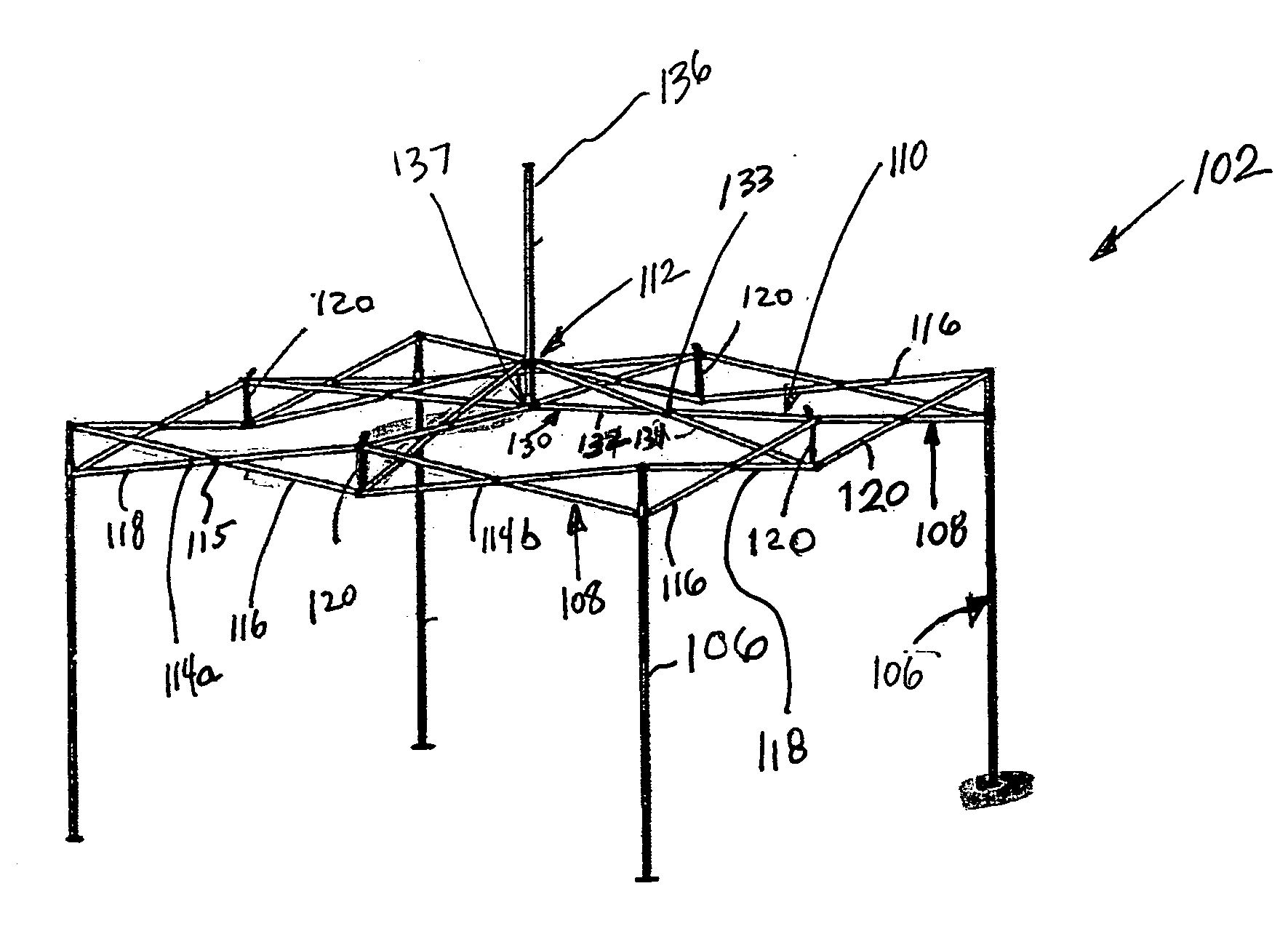 Collapsible shelter having a reinforced truss and telescoping leg