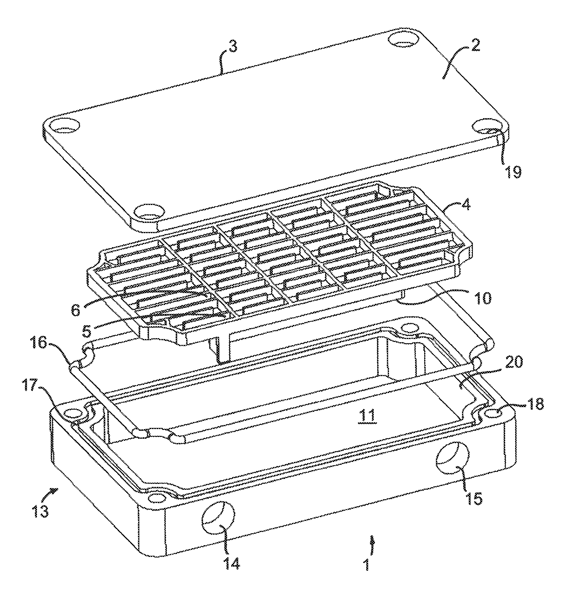 Cooling unit and flow distributing element for use in such unit