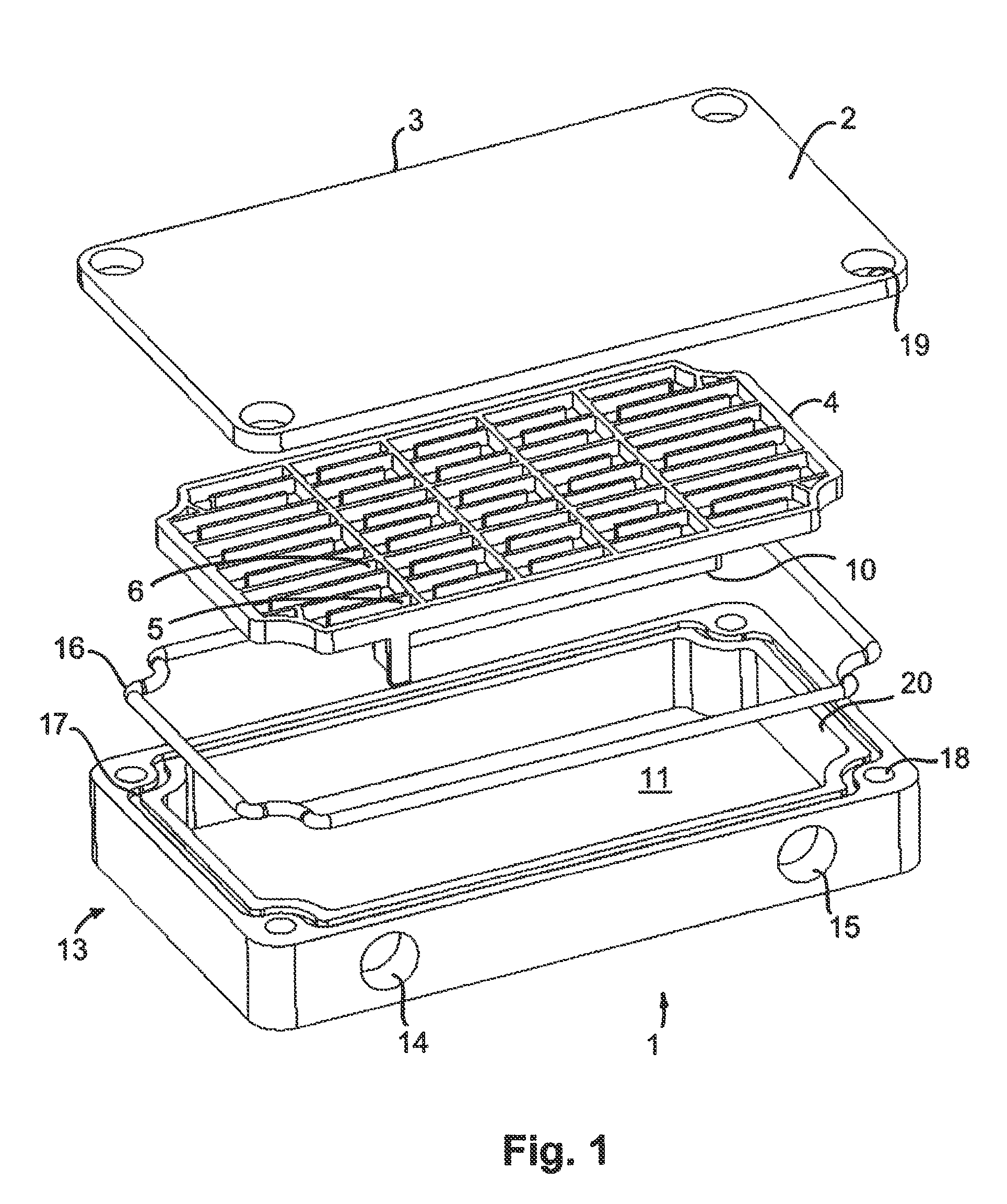 Cooling unit and flow distributing element for use in such unit