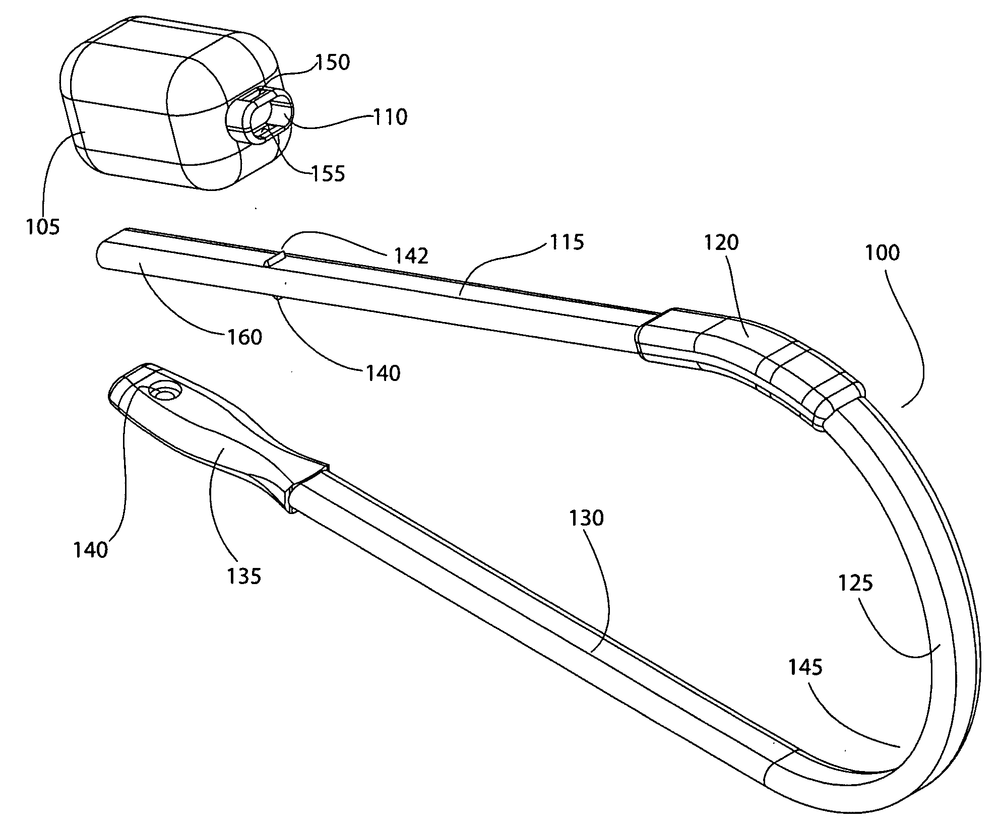 Elongated, u-shaped, biased cleaning apparatus with handle aligned with cleaning head