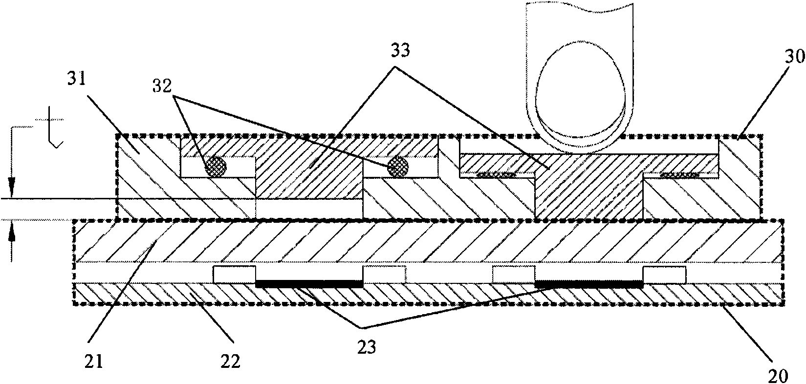 Capacitance data input device with mechanical touch sense