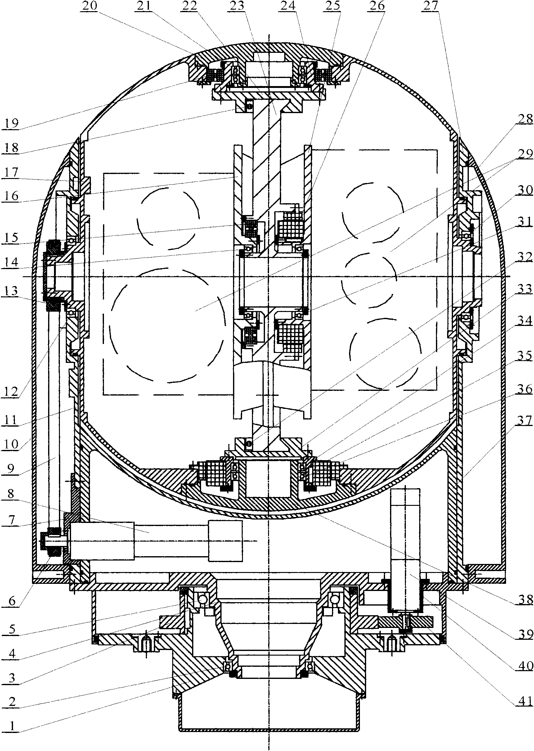 Inner-ring upright four-axis stable platform