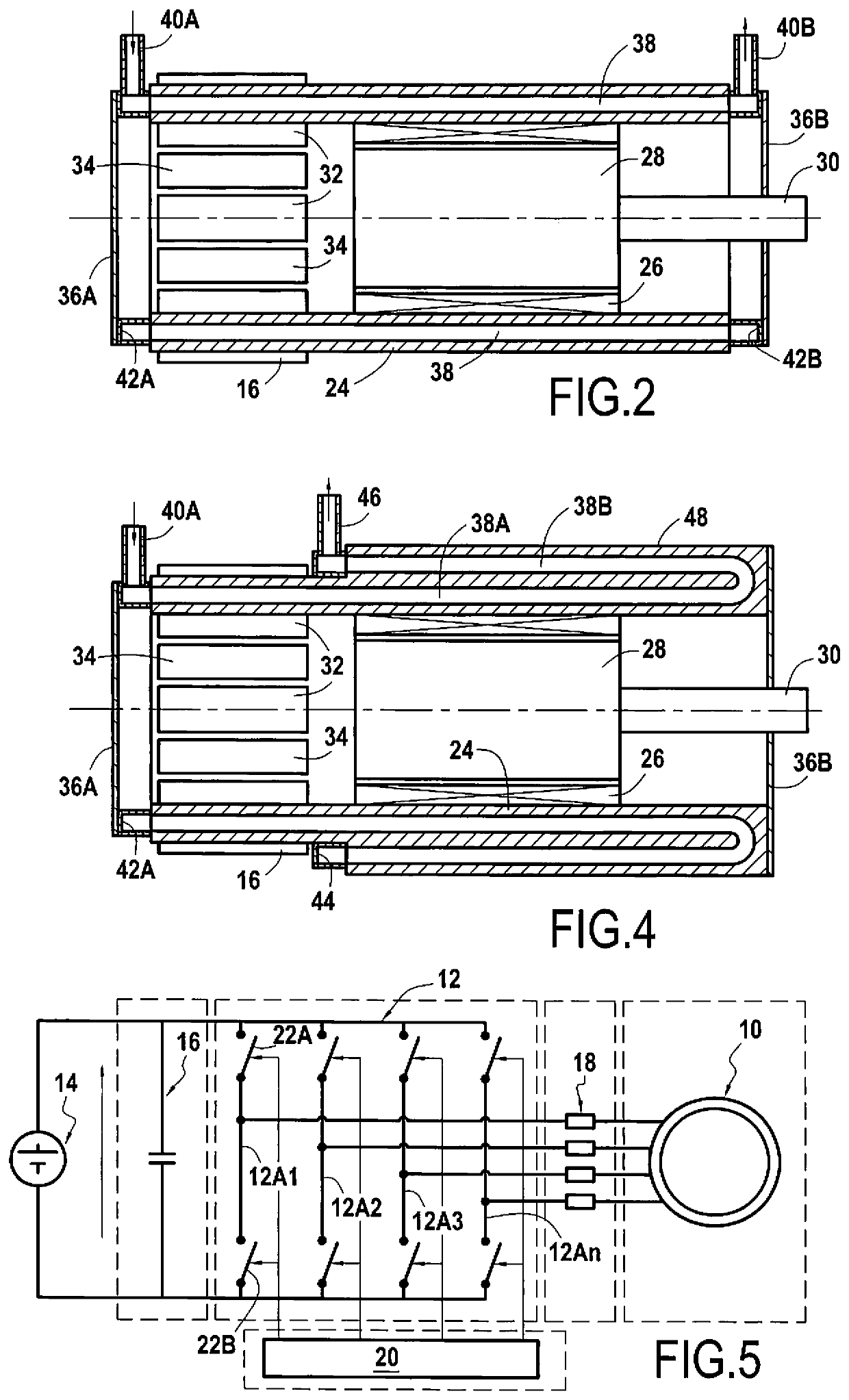 Polyphased electrical machine with integrated power electronics and an integrated coolant circuit