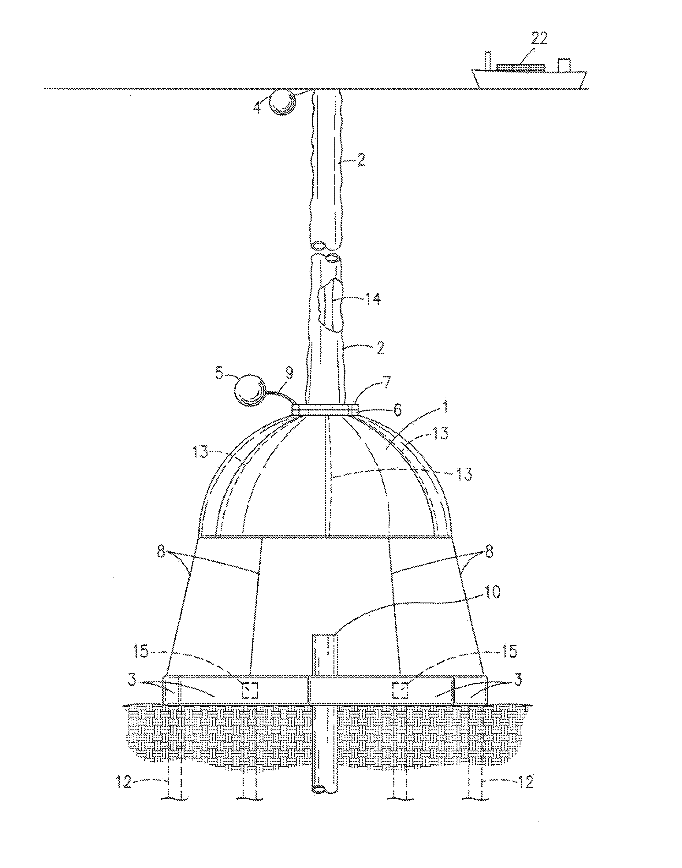 On demand non-rigid underwater oil and gas containment and retrieval system and method