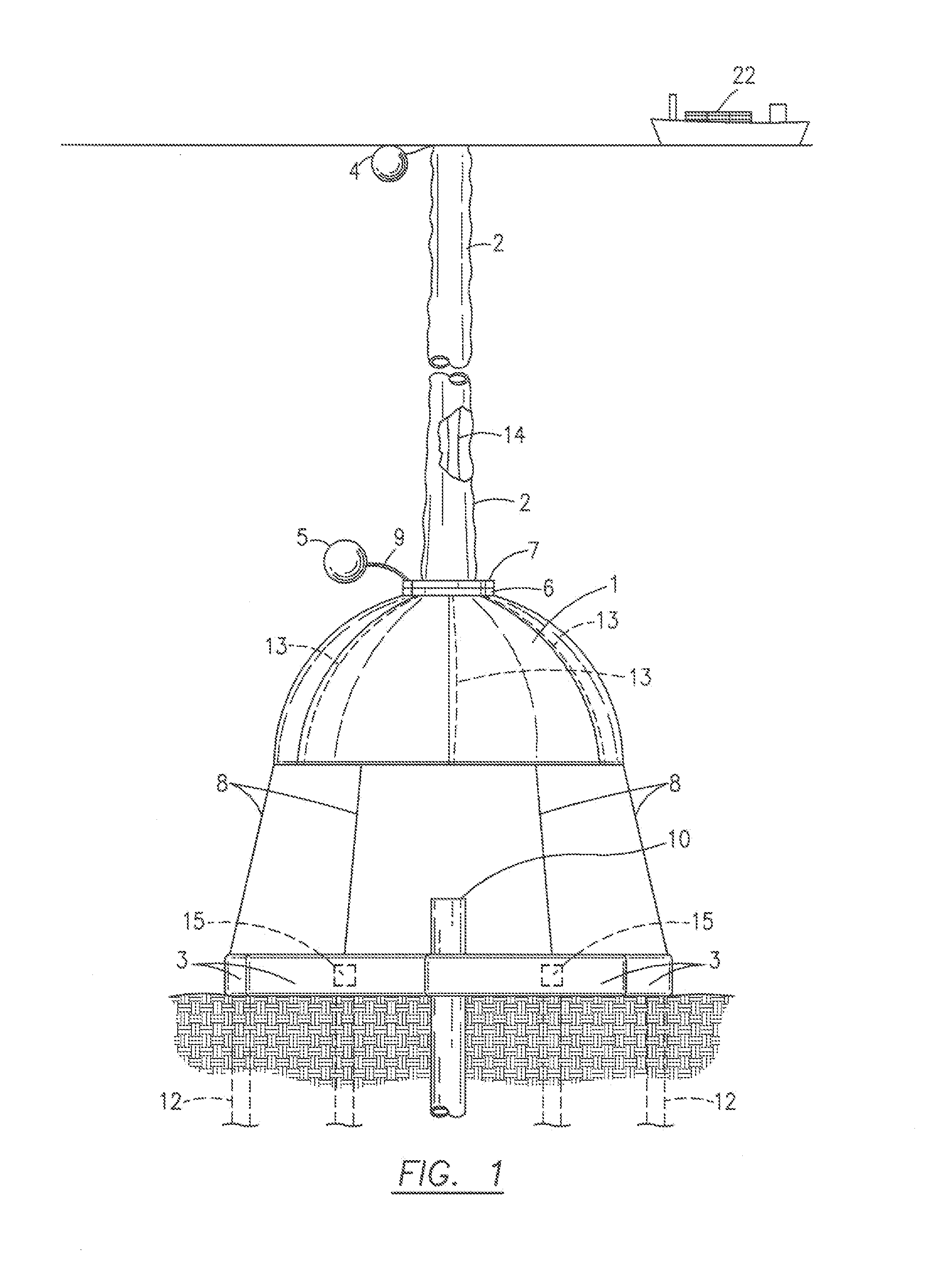 On demand non-rigid underwater oil and gas containment and retrieval system and method