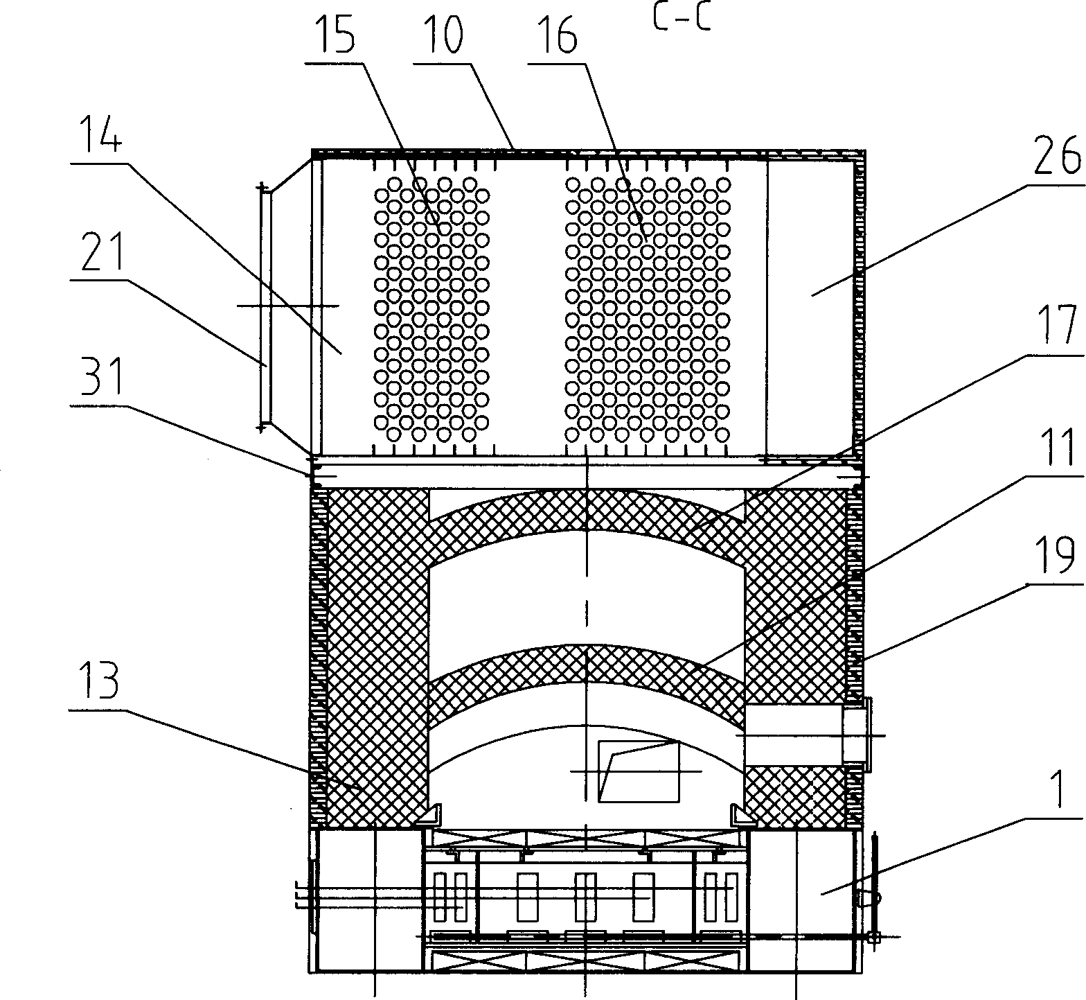 Coal-fired hot blast furnace with pre-combustion hearth and smoke circulating device