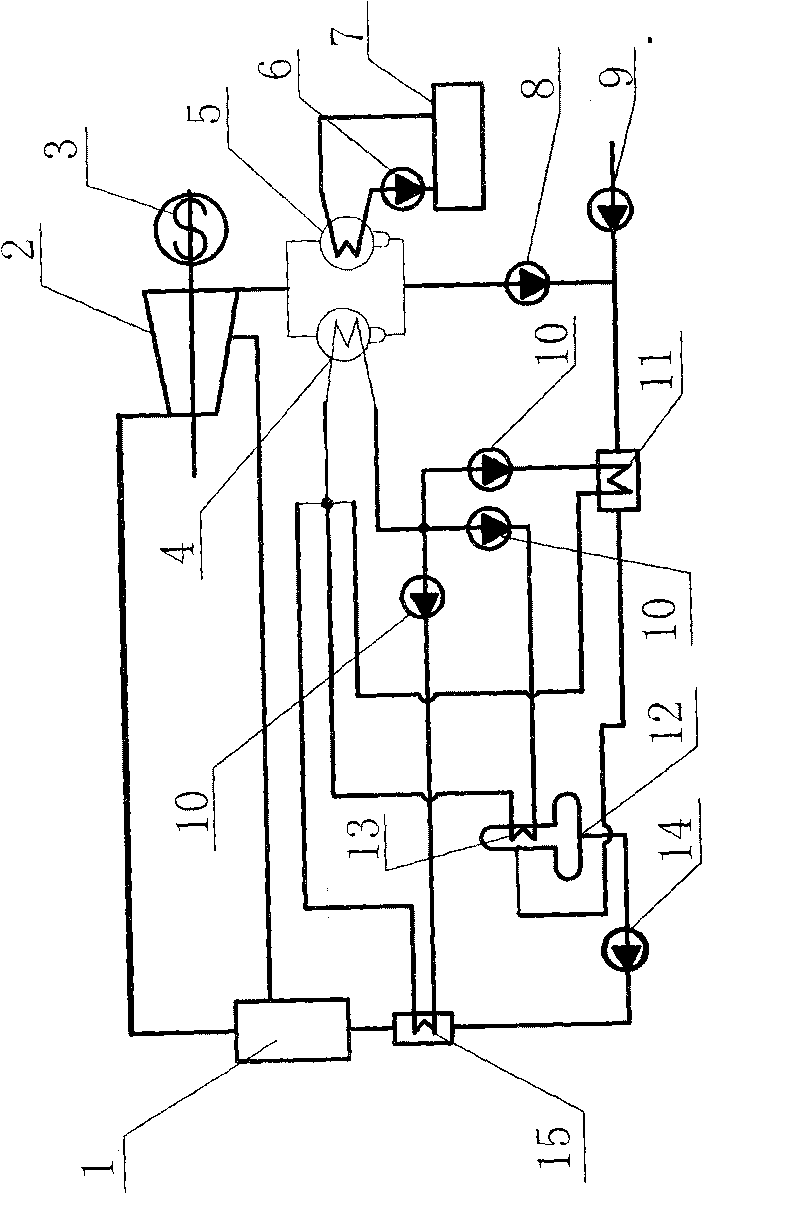 Self-coupling cold source heat pump circulating device of low-temperature exhaust heat power generating system in low temperature exhaust steam condensation process